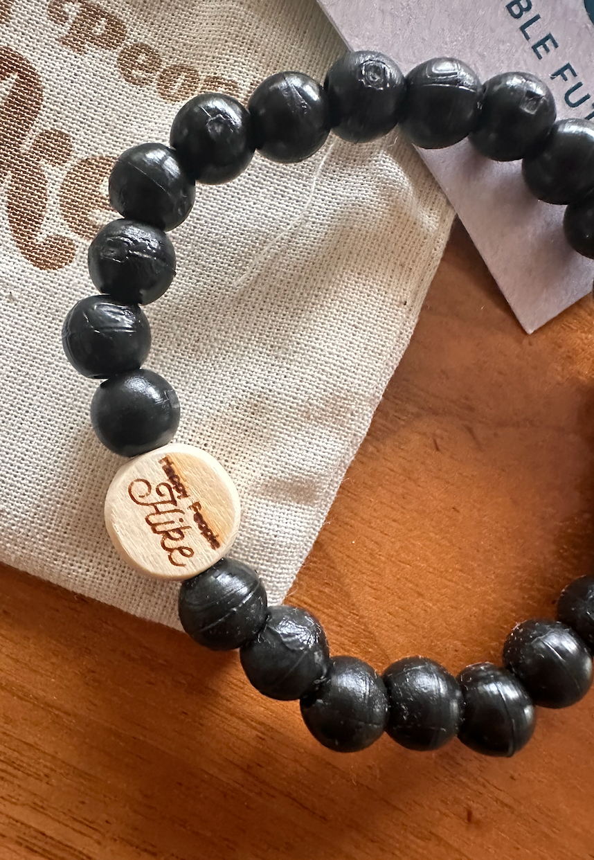 Black Recycled Bead Bracelet